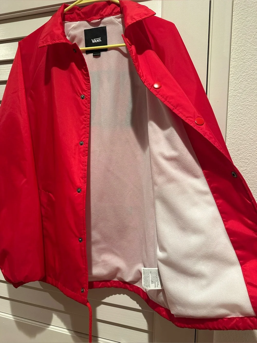 Vans Kids' Red 'Off The Wall' Coach Jacket is size small big kids